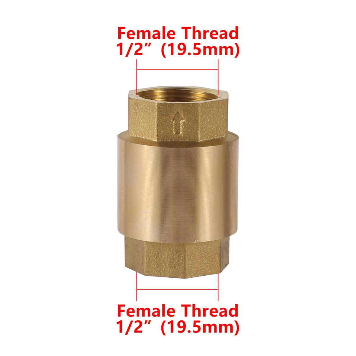 

Brass In-Line Spring Check Valve 1/2” 3/4” 1” Female Thread Water Control Float Valve Garden Tap Water Pipeline Fittings 1Pc