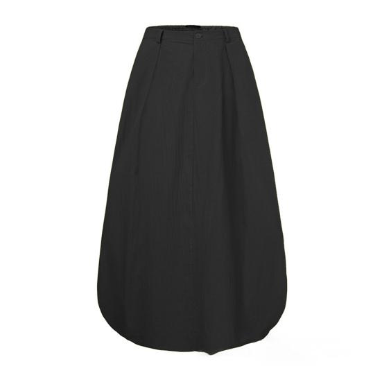 Summer Maxi Skirt Solid Color Large Hem Sweet Slim A-Line Skirt for Daily Wear