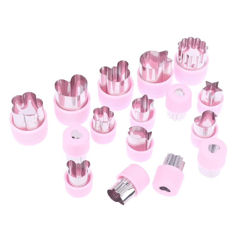 1Pc Various Shapes Vegetables Cutter Plastic Handle Portable Cook Tools Pink Stainless Steel Fruit Cutting Die Kitchen Gadgets