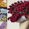 Crochet Bouquet Blanket DIY Rose Handmade Material Package Floral Woolen Ball Craft Kit Woven Artificial Home Decoration Gift