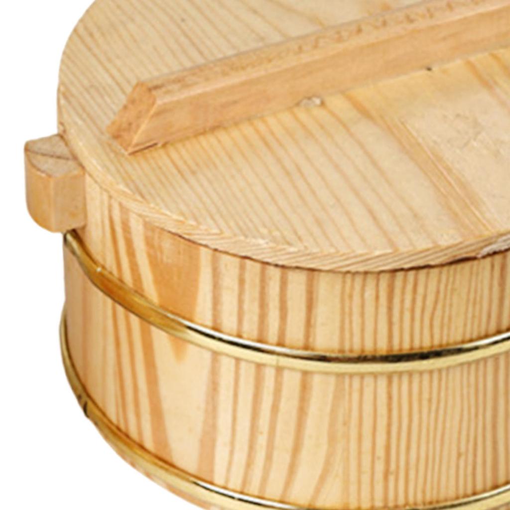 Wooden Steaming Rice Bucket Reusable with Cover for Home Restaurant Kitchen
