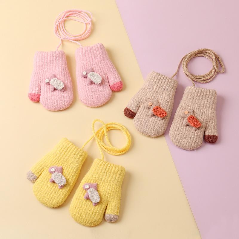 Warm Cartoon Children Gloves Fleece Coldproof Kids Full Fingers Gloves Warm Knitted