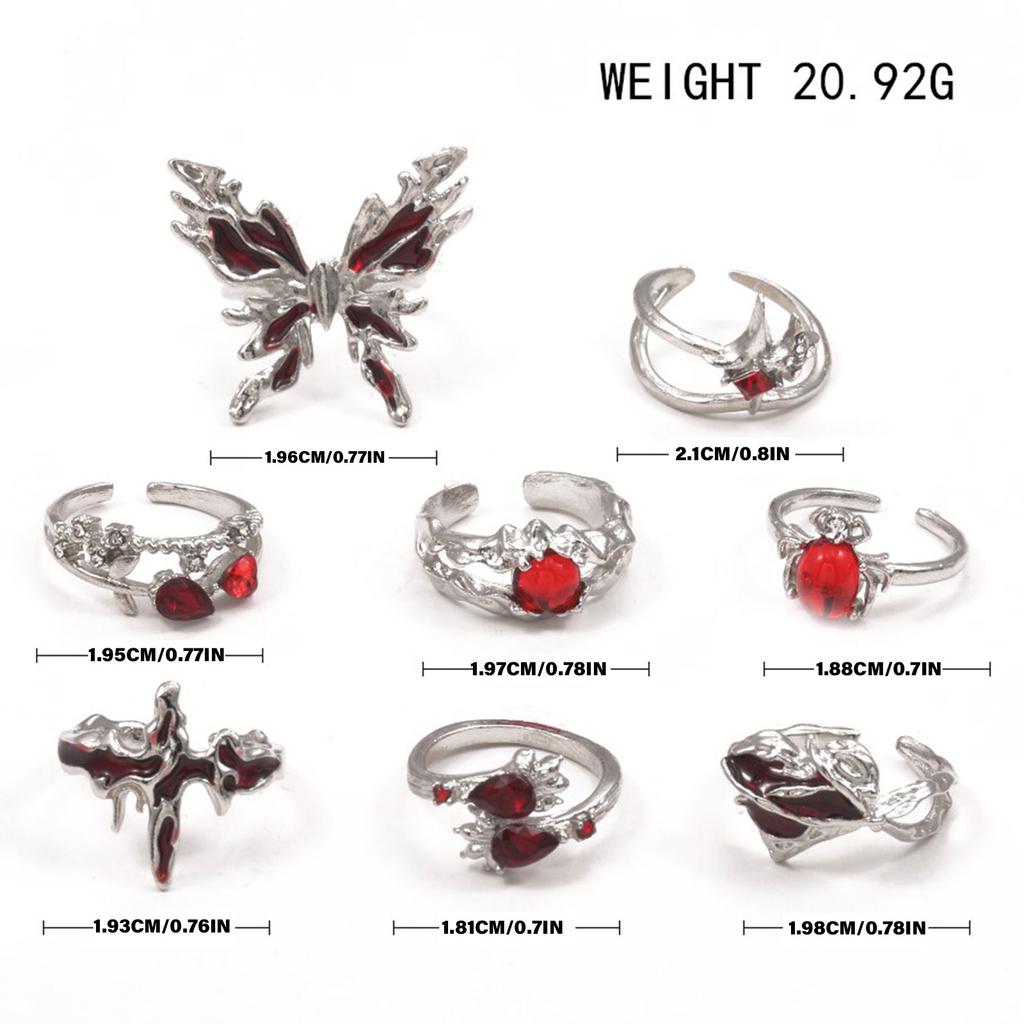 Trendy Love Heart Crosses Butterfly Rings Sturdy Alloy Jewelry with Unique Designs Accessory for Stylish Outfits