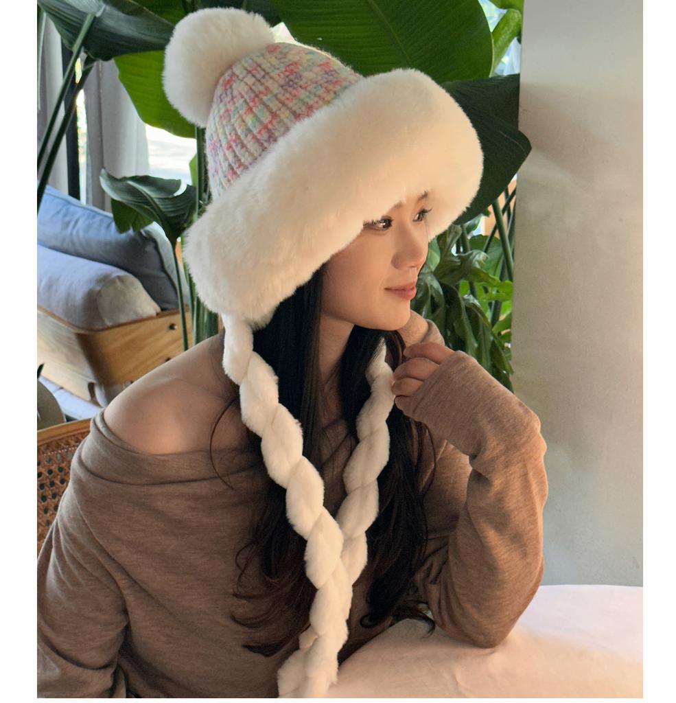 Winter Hat Female Cute Antlers Hairball Ear Protectors Plush Hat Christmas Thickened Northeast Lei Feng Hat Cycling Hat