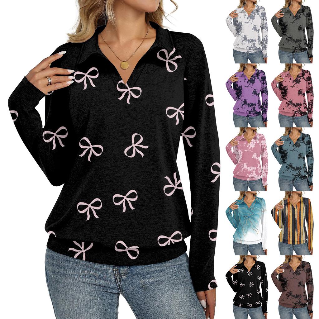 Women's retro printed fashionable long-sleeved top