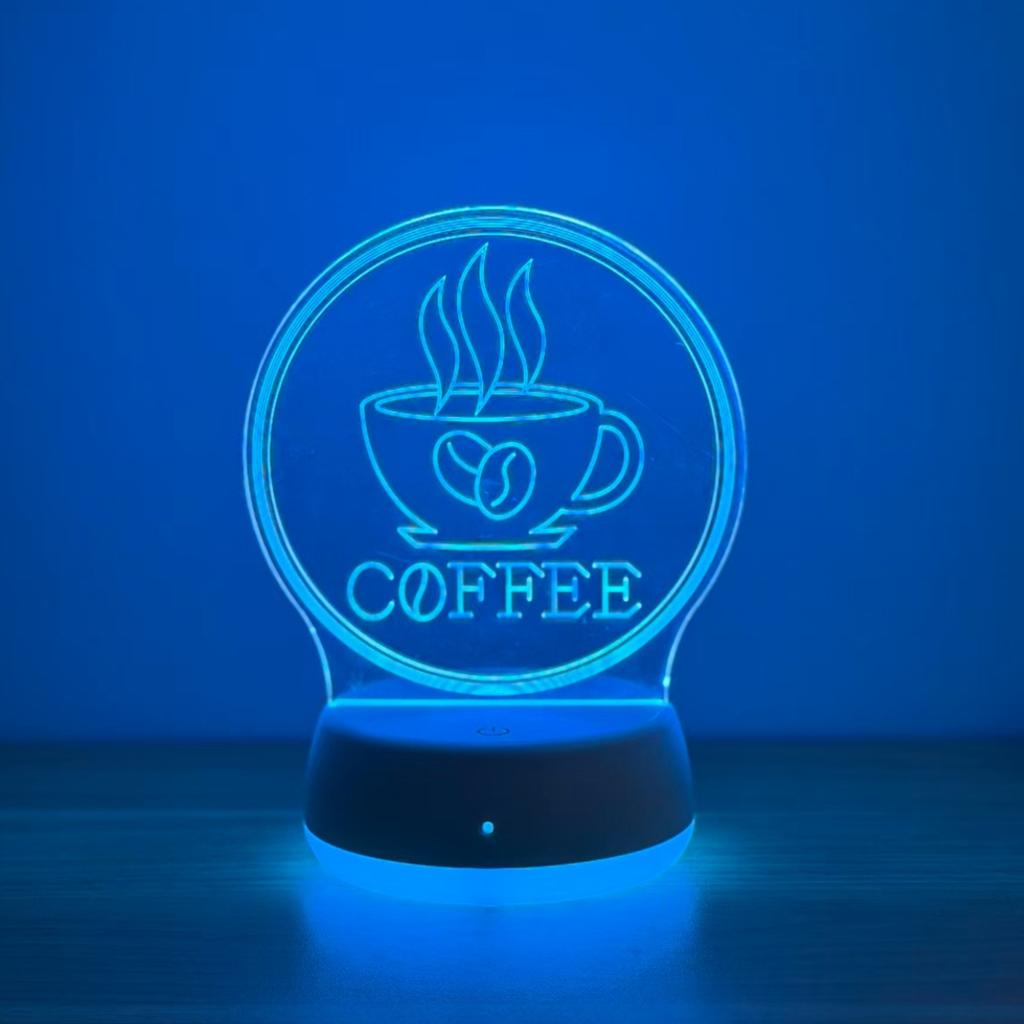 Retro coffee cup 3D night light, USB ambient desk lamp, study and bedroom decorative desk lamp, holiday gift night light.