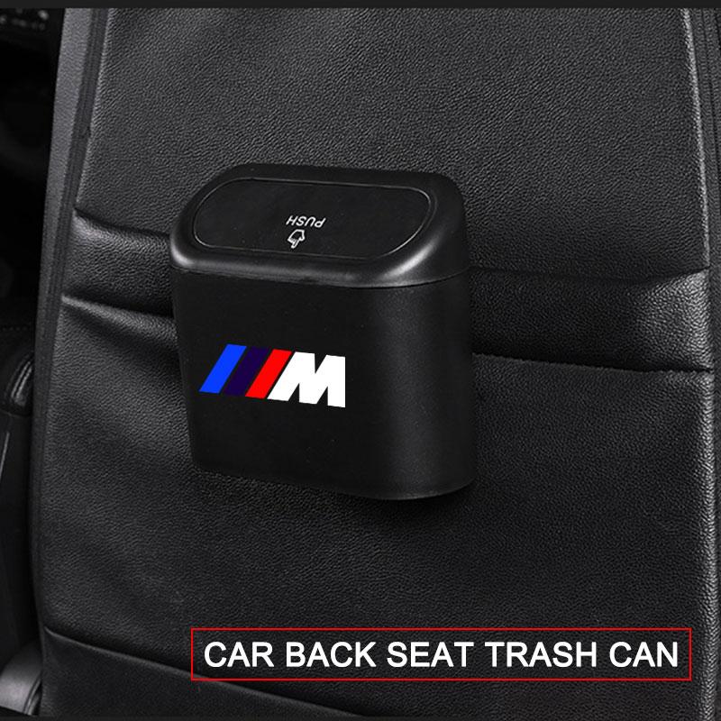 M LOGO Car Vehicle Case Storage Box Black ABS Square Pressing Trash Can For BMW G01 G02 F22 F23 E46 E93 E39 G26 F01 F02 F06 G32 G20 G29