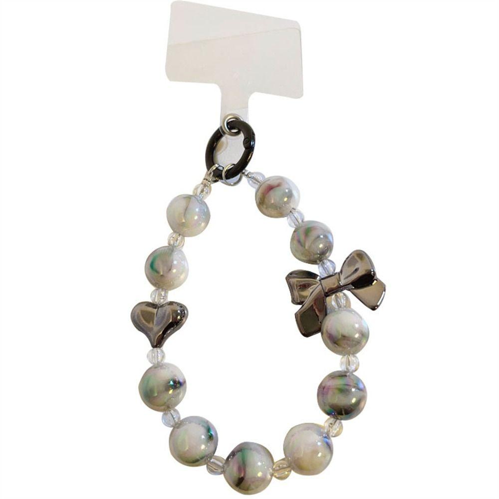 Cartoon Bear Beads Phone Chain Short Style Cellphone Strap Mobile Phone Lanyard  Phone Charm
