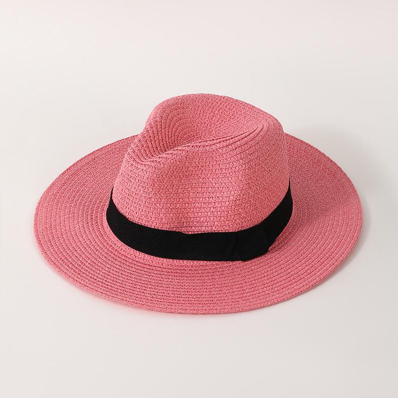 Summer Panama Wide-Brimmed Straw Fedora - Outdoor Sunshade Beach Hat