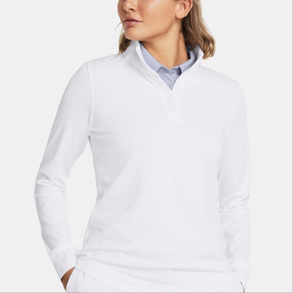 Under Armour Solid Color Breathable Stand Collar Pullover Long Sleeve Sweatshirt Women sweatshirt White 1383614-100