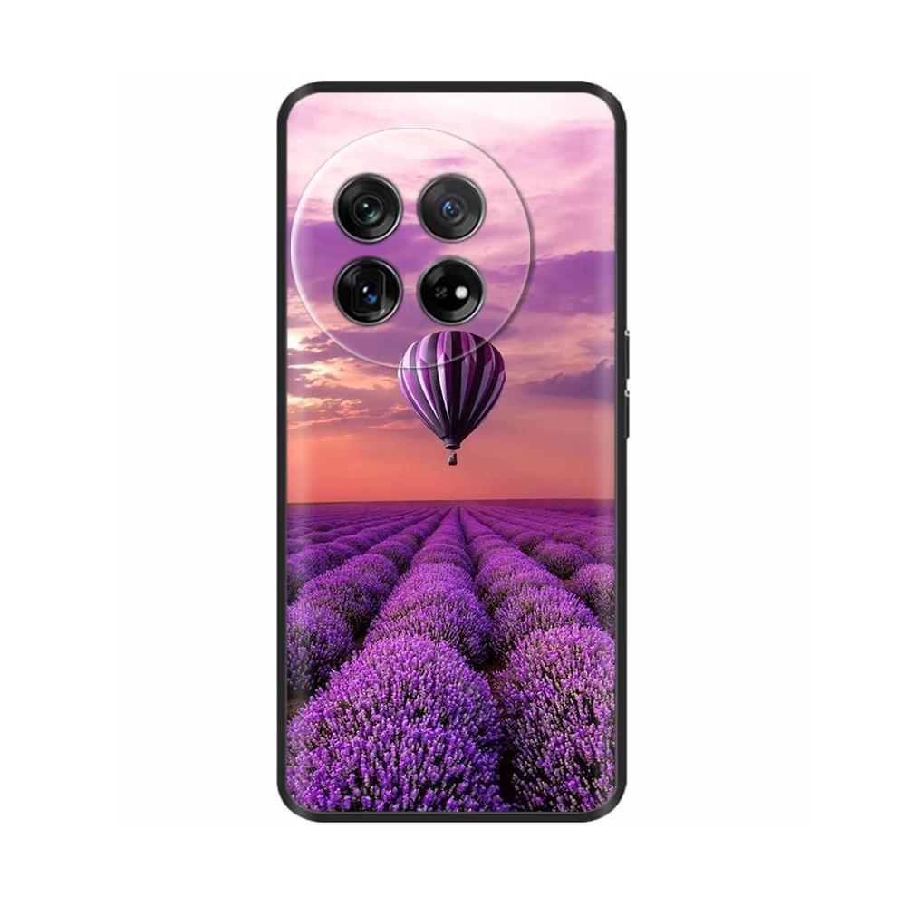 Painted Cover For OnePlus 12 Case Black Silicone Soft Luxury Phone Back Cover For One Plus 12 OnePlus12 5G Fundas Cases Hoesje