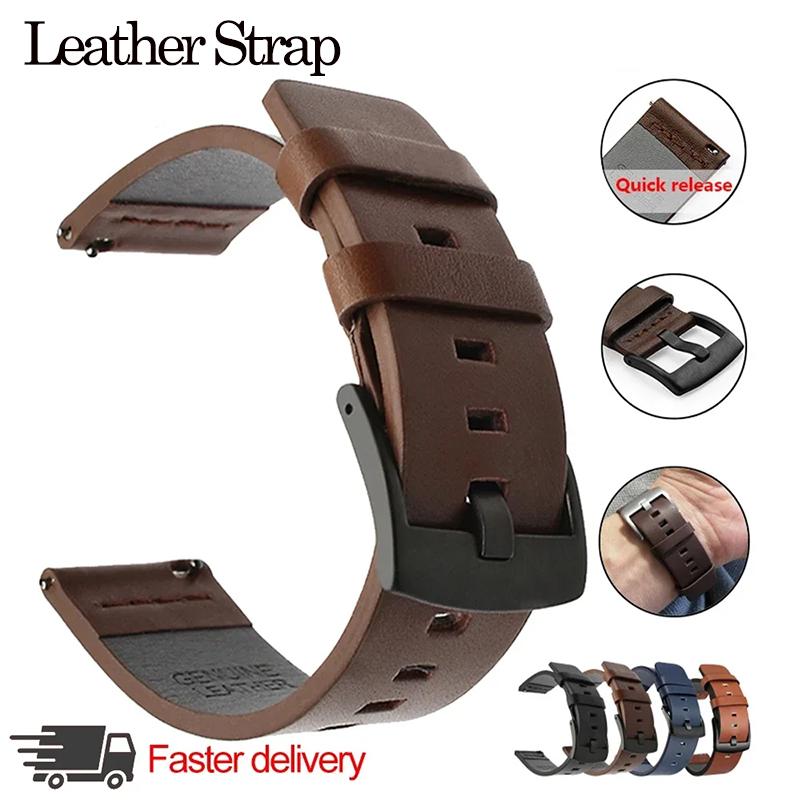 20mm 22mm Watch band Quick release Leather Strap for Samsung Galaxy Watch 3 Active2 40 44mm huawei watch gt 2 WatchBand 18 24mm