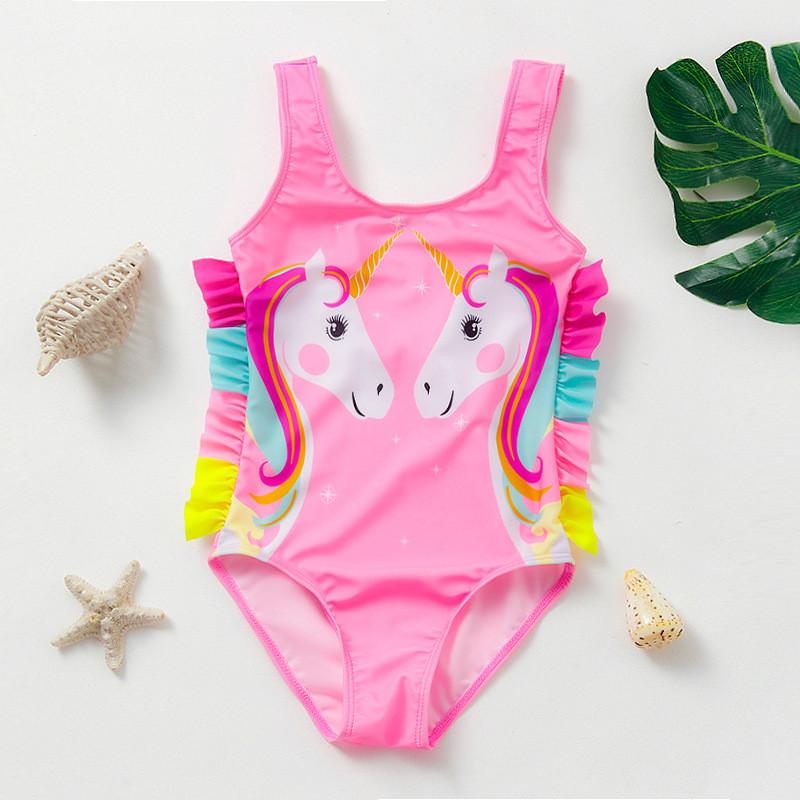 Einhorn Kinder Badeanzug Für Mädchen Mit Rüschenbesatz Polyester Für Wasseraktivitäten