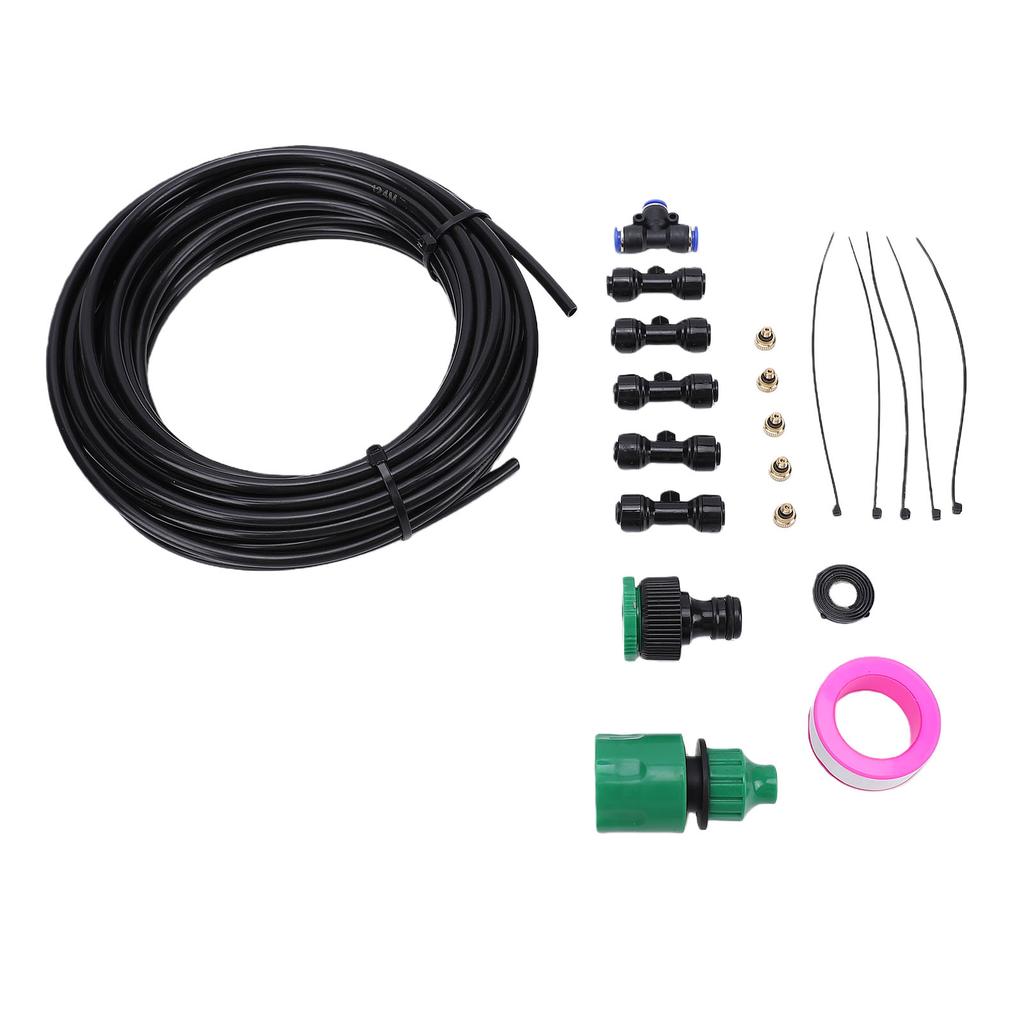 Outdoor Fan Misting Kit Leakproof Misting Cooling System Quick Connect with 5 Nozzles for Patio Backyard Garden