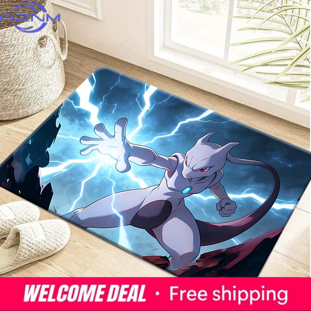 Pokemon Mewtwo Lightning Print Non-Slip Doormat for Home Decor 40x60cm