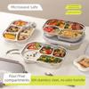 Large Capacity Stainless Steel Lunch Box 304 Stainless Steel Divided Lunch Plate  Picnic Use