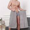 With Pocket Shower Towel Solid Color Short Towel Skirt Bathrobe Men Wearable Bath Towel  Shower