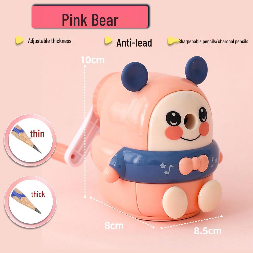 Creative Adjustable Thickness Cartoon Hand-Crank Lead Pencil Sharpener, Bite-Proof for Children.