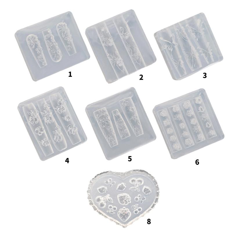 Professional 3D Nail Embossing Mold Reusable Silicone Template For Salon Home Manicure Nail Art Manicure Accessories