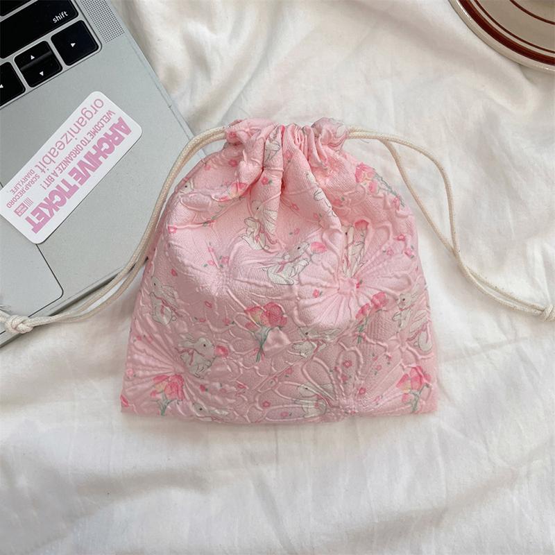 1 stk Koreansk Søt Liten Myntpung Nøkkel Øretelefon Snøring Oppbevaringspose Jenter Smykker Leppestift Kosmetikk Taupose Snøreposer