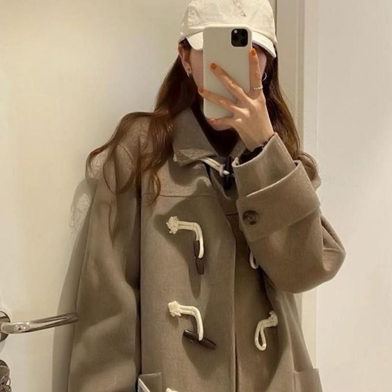 Winter Women's Student Korean-Style Woolen Outer Wear Woolen Coat Set Over-the-Knee Corduroy Dress Thickened