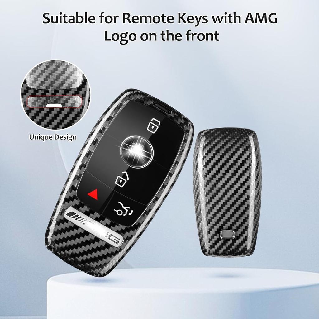 Real Carbon Fiber Key Fob Cover Case Shell Protector for Benz AMG E53 GLS63 Sedan CLA35 45 Coupe GLB35 GLA35 GLA45 SUV 2020-2023