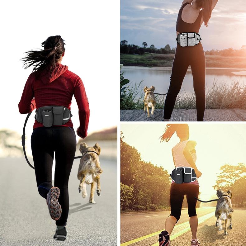 Hot Selling Oxford Zipper Outdoor Leash Multi-Functional Sports Running Fitness Training Dog Walking Pet Waist Bag Fanny Pack