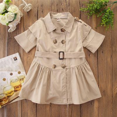 Children Kids Baby Girls Mid Sleeve Trench Coat Windbreaker Jacket Outwear Parka