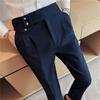 Men's Korean Style High-Waisted Straight Casual Trousers - Fashionable and Trendy Naples Design.