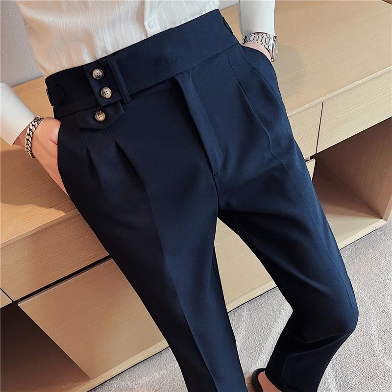 Men's Korean Style High-Waisted Straight Casual Trousers - Fashionable and Trendy Naples Design.