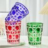 2 buc, Pahar de whisky checked colorat european, Cană de bere sculptată, Pahar de sticlă cu model diamond lattice, Set cutie cadou pahare de vin importate