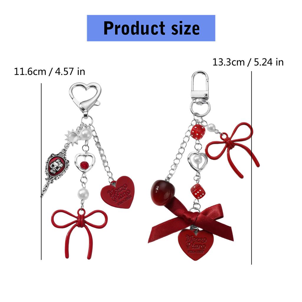 Stylish Skull Bows Keychain Bag Charm Sweet Edgy Design Metal Bag Accessory For Backpack Purse Gift