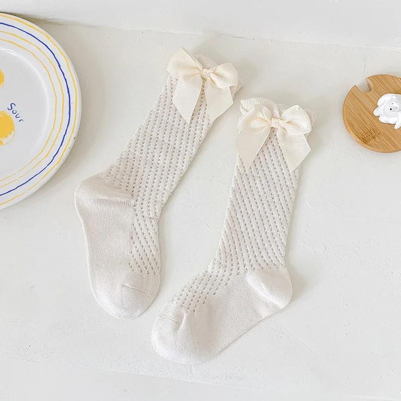 

Summer Cotton Mesh Bow Long Socks Thin Breathable Baby Girls Stockings 0-1years 0-1Y