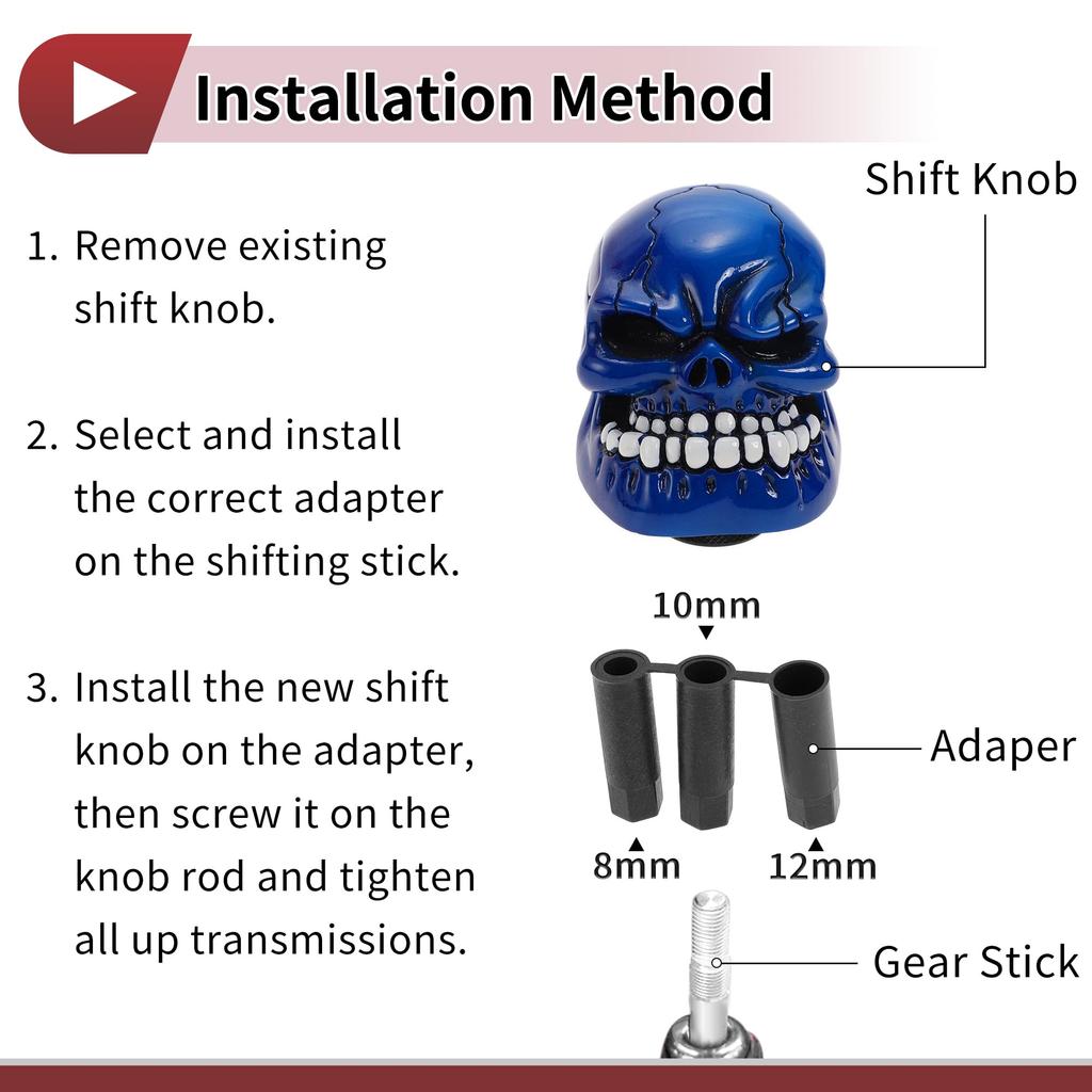 HEROFFIX 7cm Skull Shift Knob Universal Gear Shift Knob Resin Stick Shifter Lever Knob