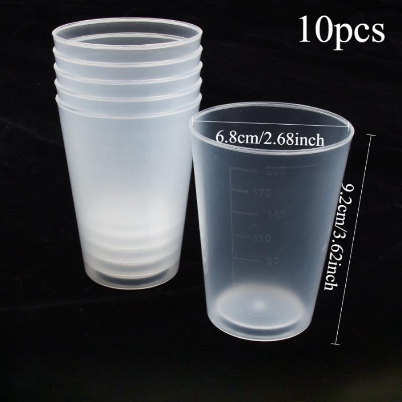 10pcs/set 200ml Transparent Plastic Measuring Cups with Milliliter Scales Multi-use Dispensing Graduated Cups