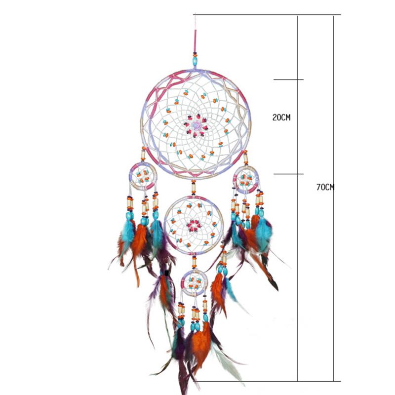 

NEW Creative All Handmade Five-ring Dream Catcher Pendant Living Room Bedroom Decoration Wall Hanging Beautiful Hanging Ornament