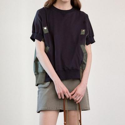 Color PoinT Round Neck ShorT Sleeve T shirT zb04Ts002