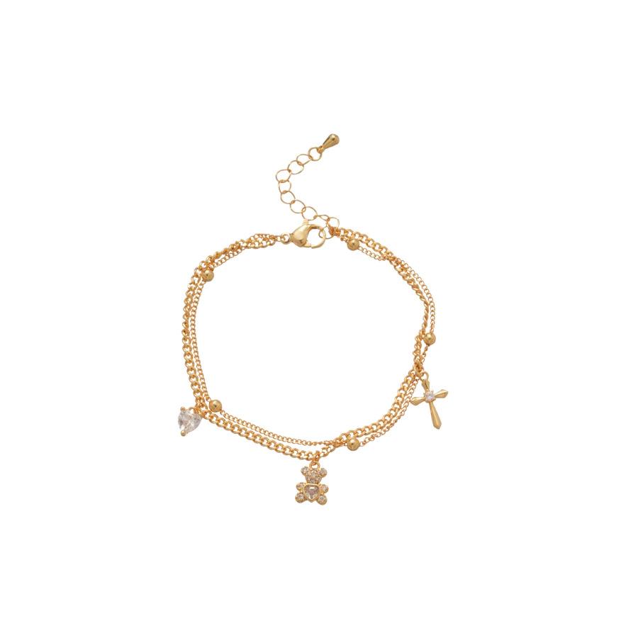 Korean Style Sparkly Multi-Layer Zirconia Bear Bracelet - Luxurious, Versatile Fashion Jewelry for Women