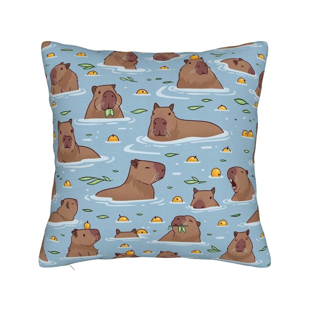 Pillow Case Kawaii Capybara   Square  Pillow Cover For Couch Sofa Bedroom Retro Trendy Pillowcases