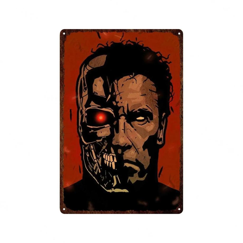 Kovový plechový plakát Terminator 2 Film Kovová deska Plakát Dekorace pro Bar Klub Nástěnná dekorace Retro Domov Ložnice Vintage nástěnná deska