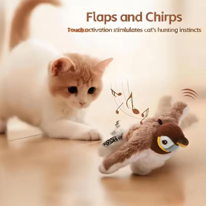 New Simulated Bird Cat Toy Interactive Toys Dog Rechargeable Chirping Flapping Bird(no Flying) Touch Activated Plush Toy Pet