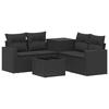 Sofa Set 6 Pieces Black Poly Rattan and Steel