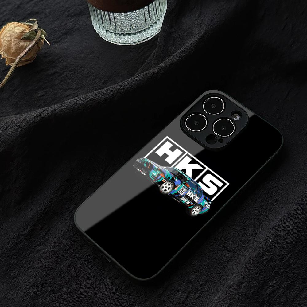 HKS Auto Parts Phone Case For IPhone 15 13 14 12 16 11 Pro XS Max Plus Mini X XR SE2020 Tempered Glass Coque