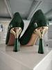 Green Plaid Classic Casual High Heels New Pattern Embossed Fashion Oversize Shoes In Spring and Summer 2026 Pumps Women Shoes