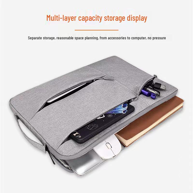 15.6" Lightweight Anti-Drop Laptop Bag with Multi-Zipper Pockets and Thickened Printed Logo