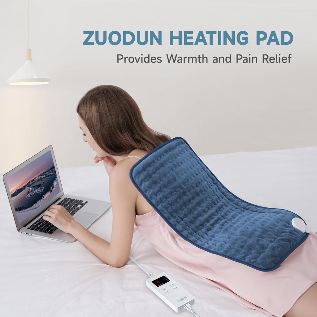 Heating Pad for Back Pain Relief, ZUODUN Electric Heating Pads for Cramps with Auto Shut Off & 6 Heat Levels, Moist Heat Therapy, Machine Washable,