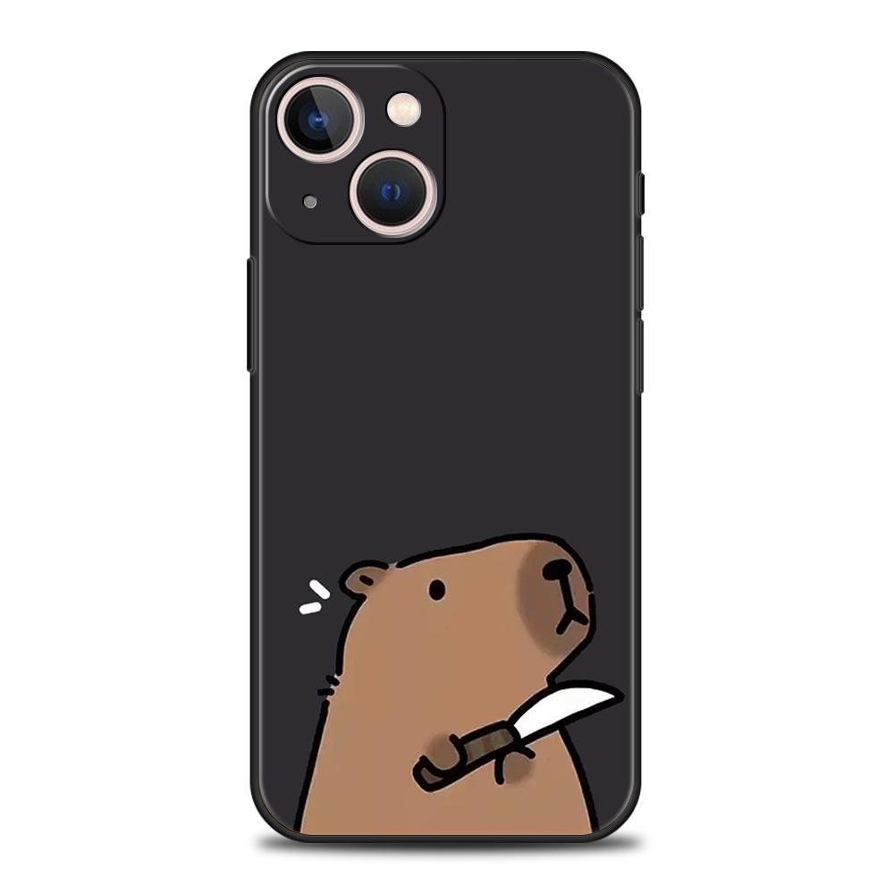 

Cute Capybara Phone Case For iPhone 17 16 15 Pro Max 11 12 13 14 7 8 Plus SE 2020 X XR XS Cover Soft Black iPhone 13Pro Max