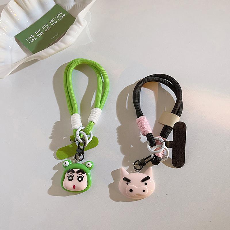 Cartoon Crayon Shin-Chan Phone Chain For Iphone For Samsung Huawei Xiaomi Anti-Lost Wrist Rope Strap Bag Decoration Keyrings