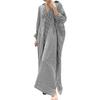 Women's Casual Cotton And Linen Striped Cardigan Loose Temperament Irregular Shirt Dress