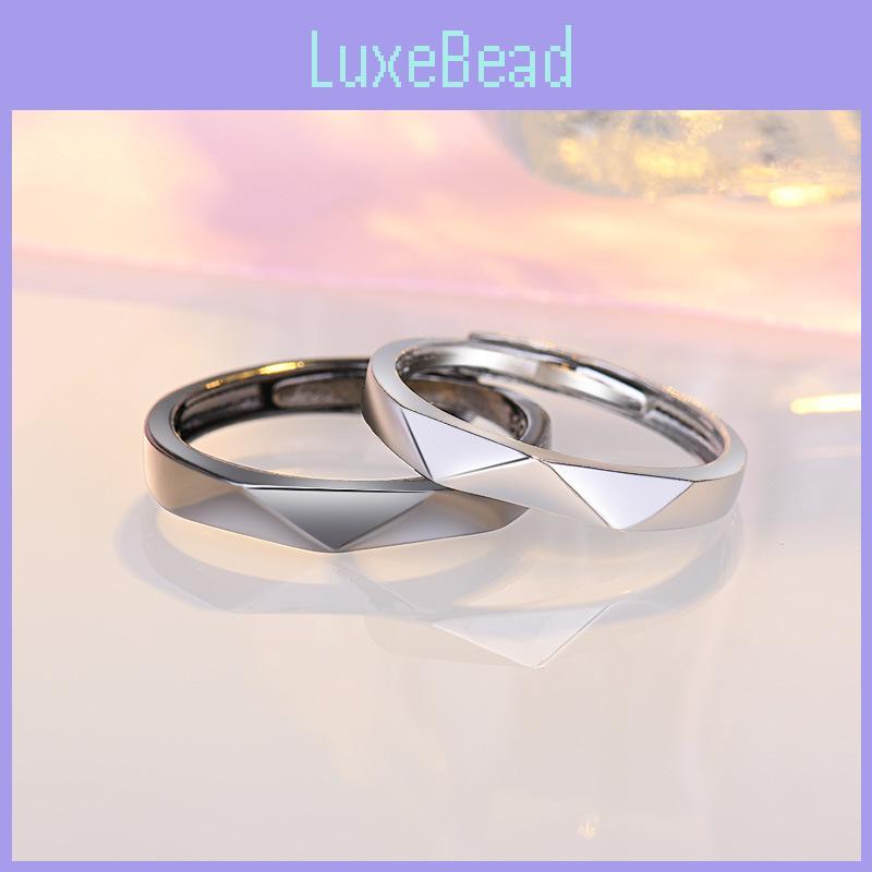 Bagues de Couple Géométriques Tendance et à la Mode Bagues de Couple Créatives Diamants Noirs et Blancs